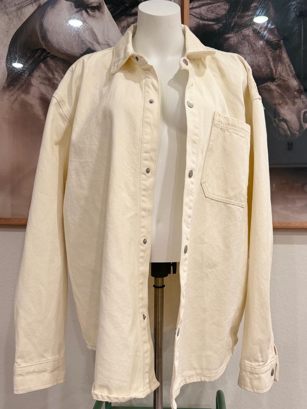 Forever 21 Cream Oversized Button-Up Shirt Jacket